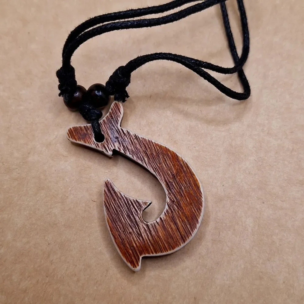 Maui Hawaiian fish hook necklace Rribal pendant nautical jewelry